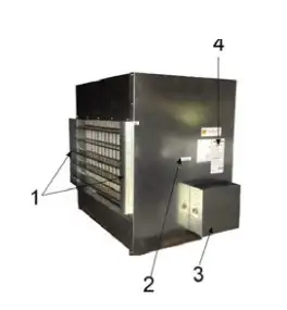 Componentes de un equipo de calefaccion electrica con ventilador axial